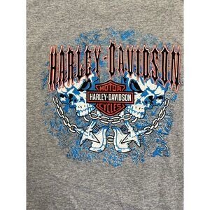 Harley Davidson Skull & Chains Women's Tee Shirt Size XL Yucatan Mexico Gray